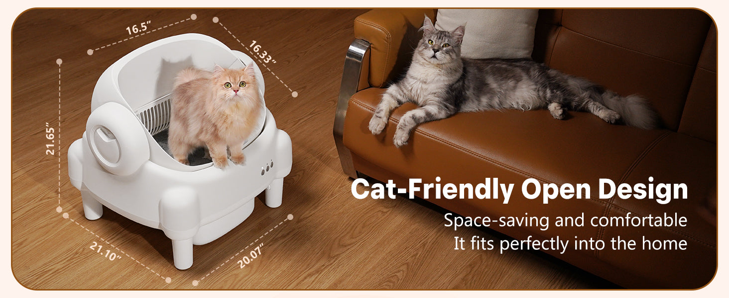 Self Cleaning Litter Box, Open Top Automatic Litter Box with App Control