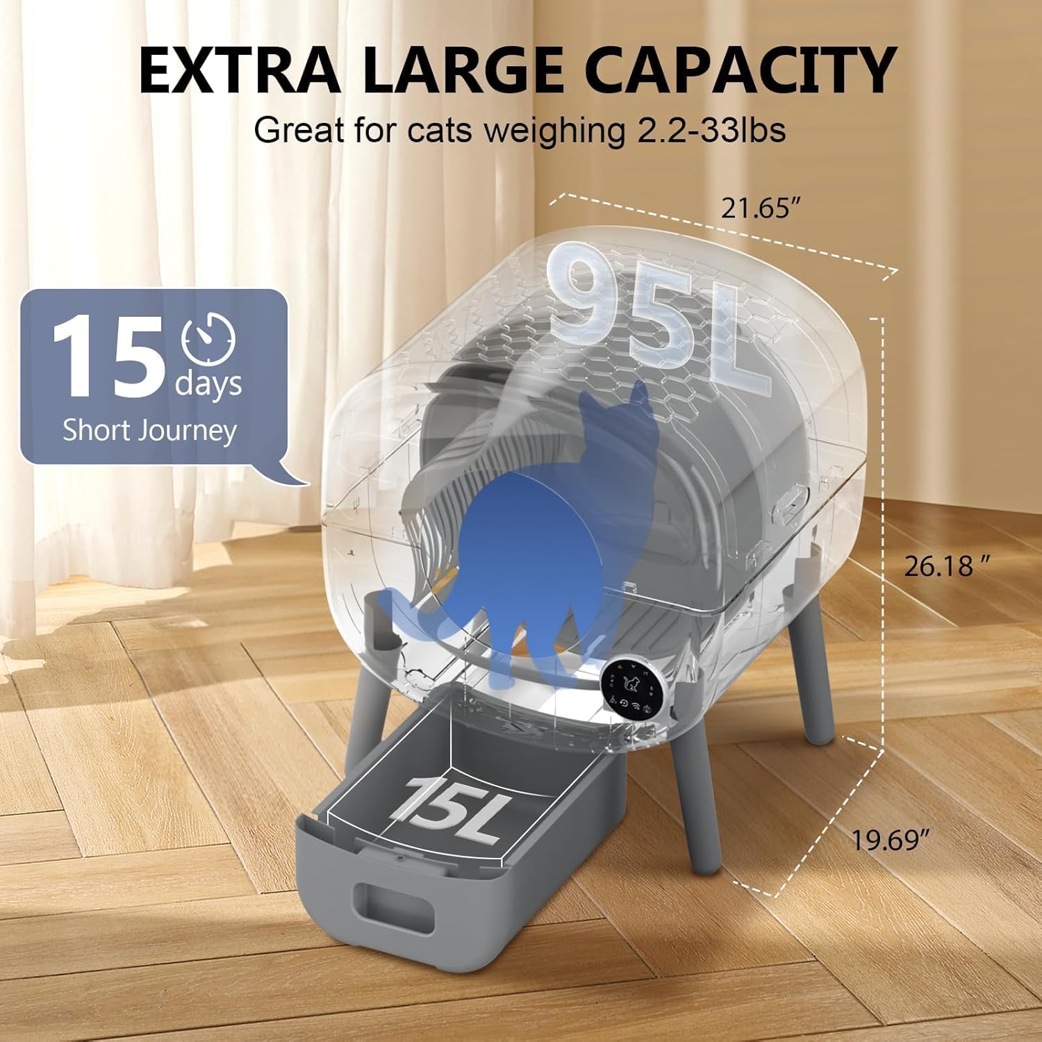 Cumrige Self Cleaning Litter Box | White & Grey