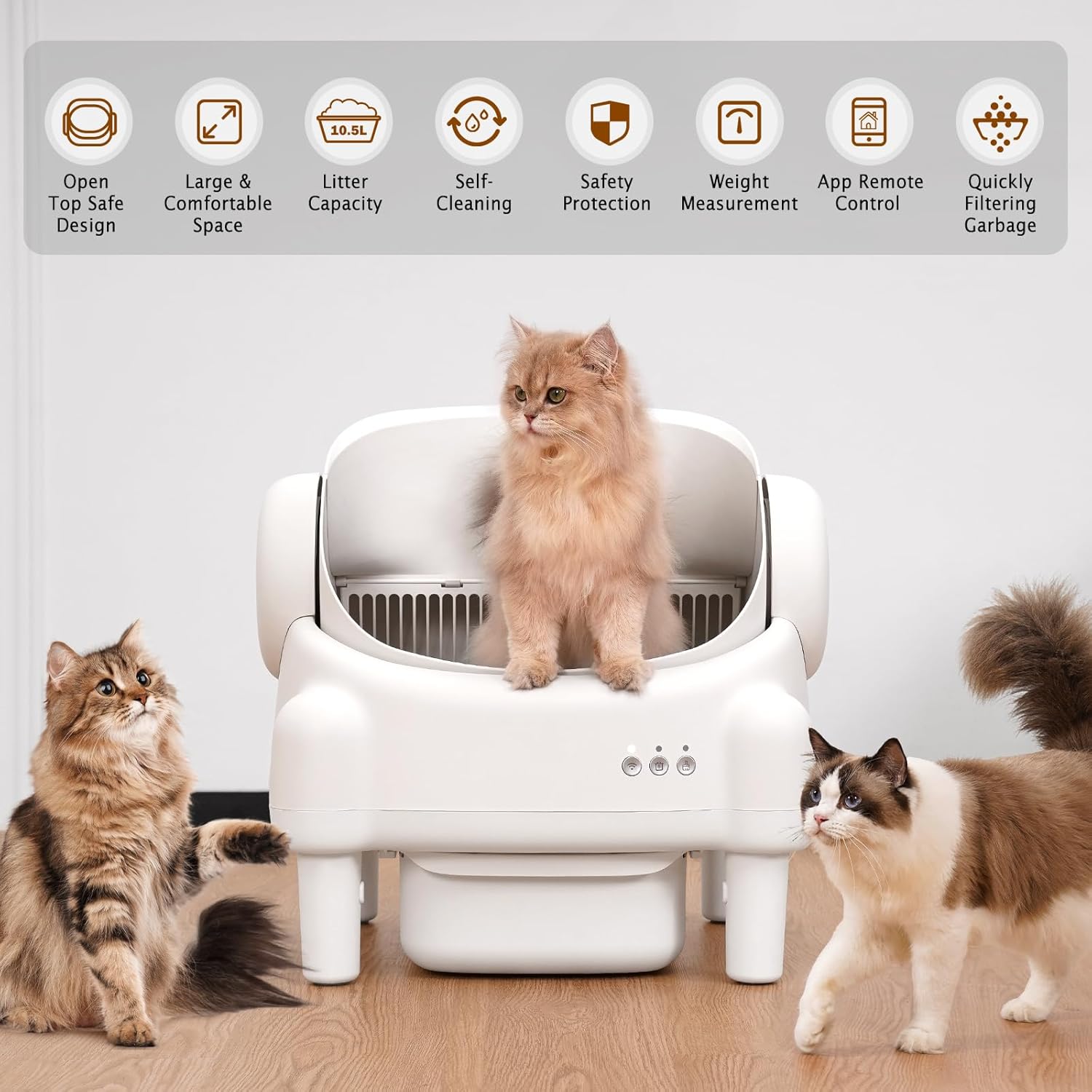 Self Cleaning Litter Box, Open Top Automatic Litter Box with App Control