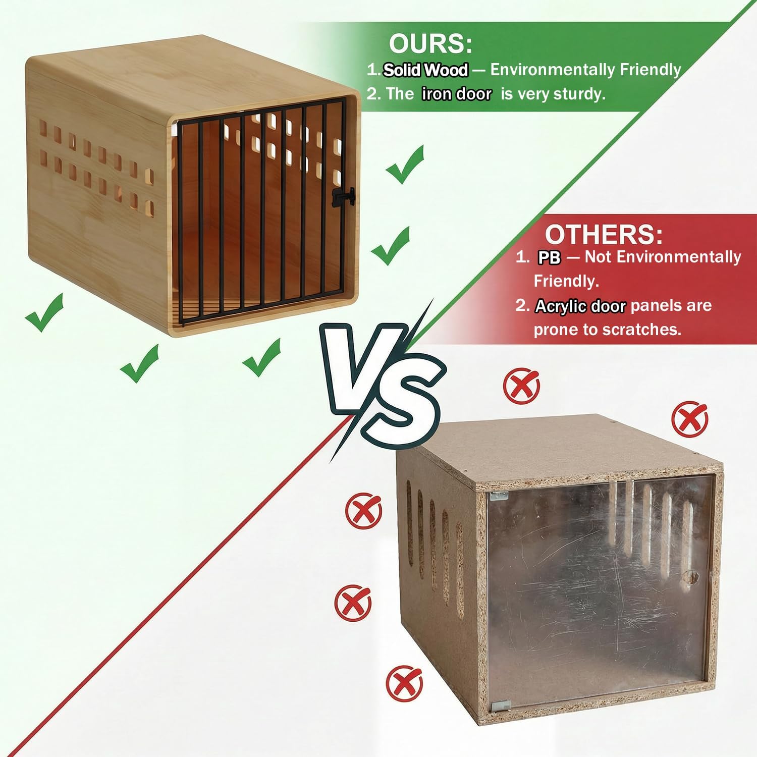 Solid Wooden Furniture Dog Crate for Medium & Small Dogs