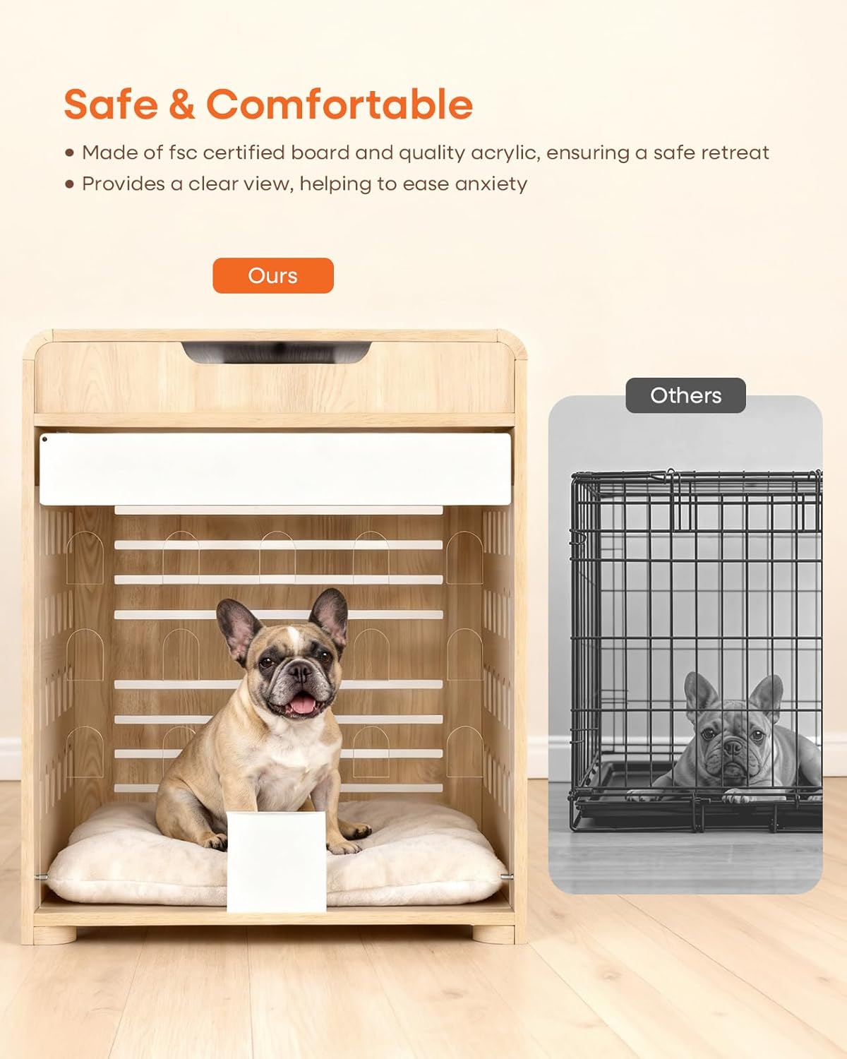 Modern Dog Crate Furniture with Charging Station