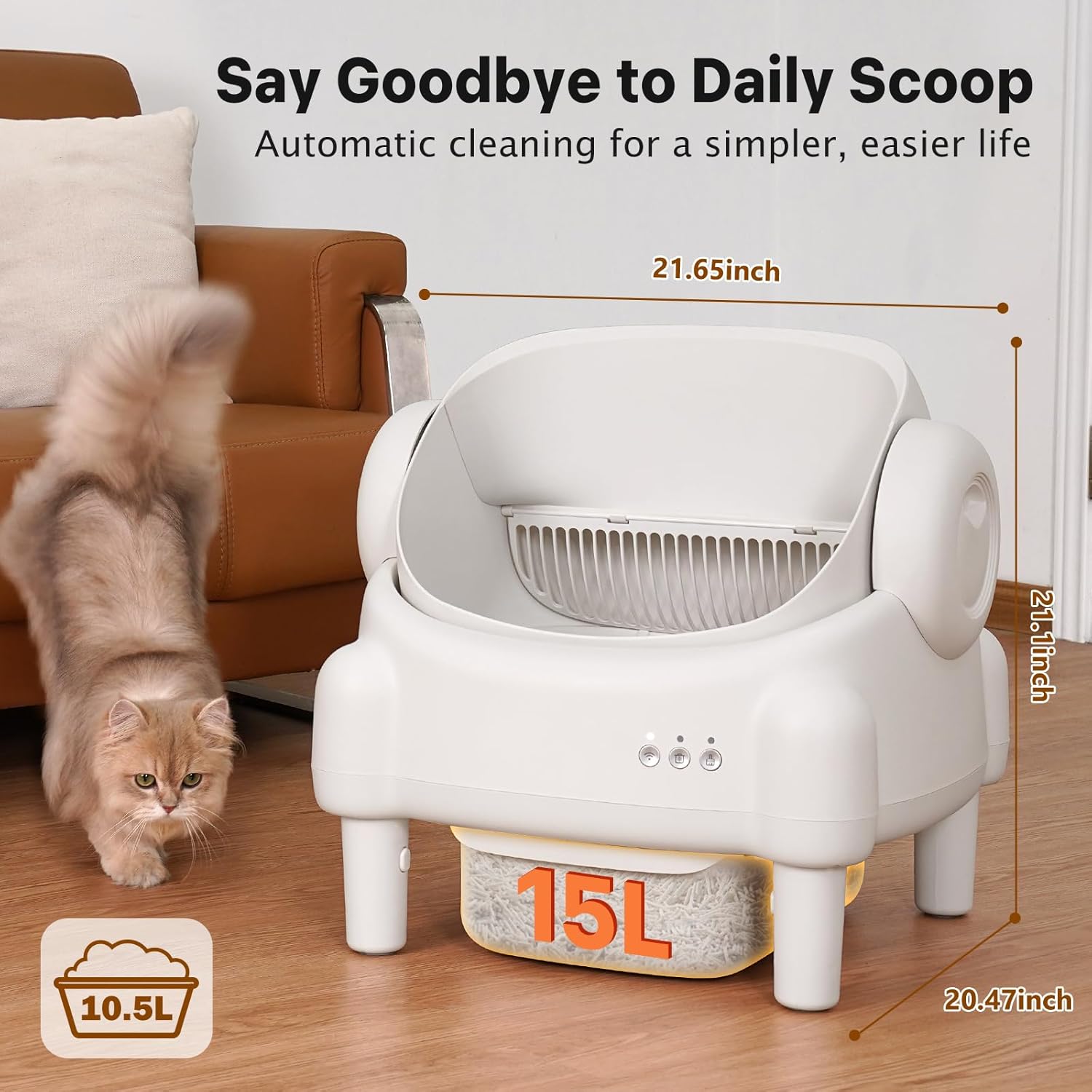 Self Cleaning Litter Box, Open Top Automatic Litter Box with App Control