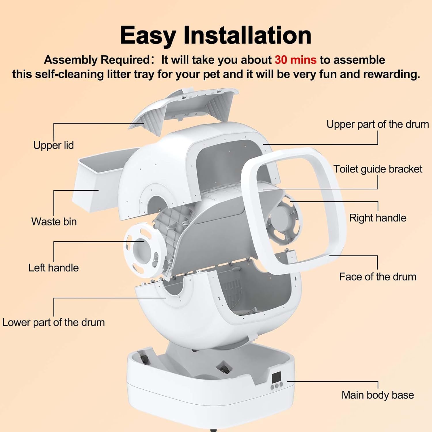 Mintakawa Automatic Cat Litter Box Self Cleaning - APP Control - White