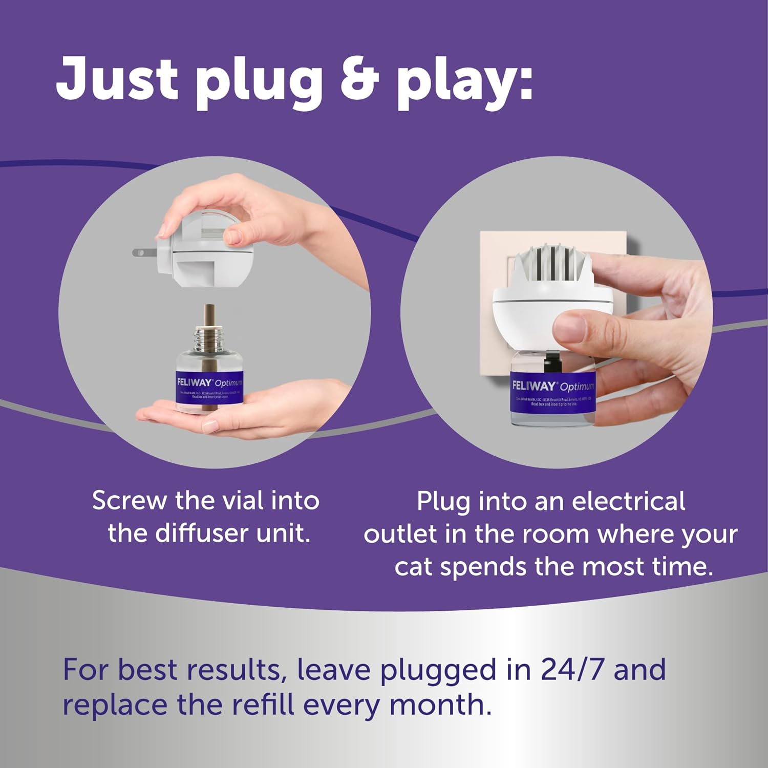 FELIWAY Optimum 30 Day Cat Calming Plug In Pheromone Diffuser Starter Kit