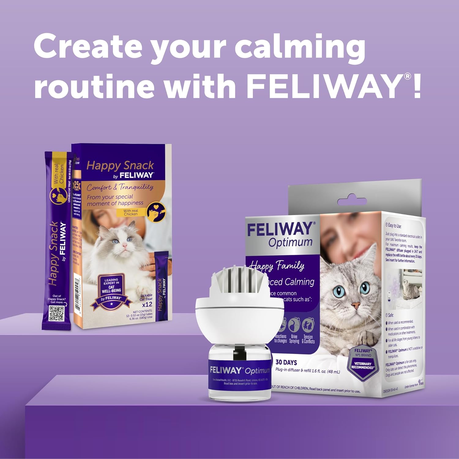 FELIWAY Optimum 30 Day Cat Calming Plug In Pheromone Diffuser Starter Kit