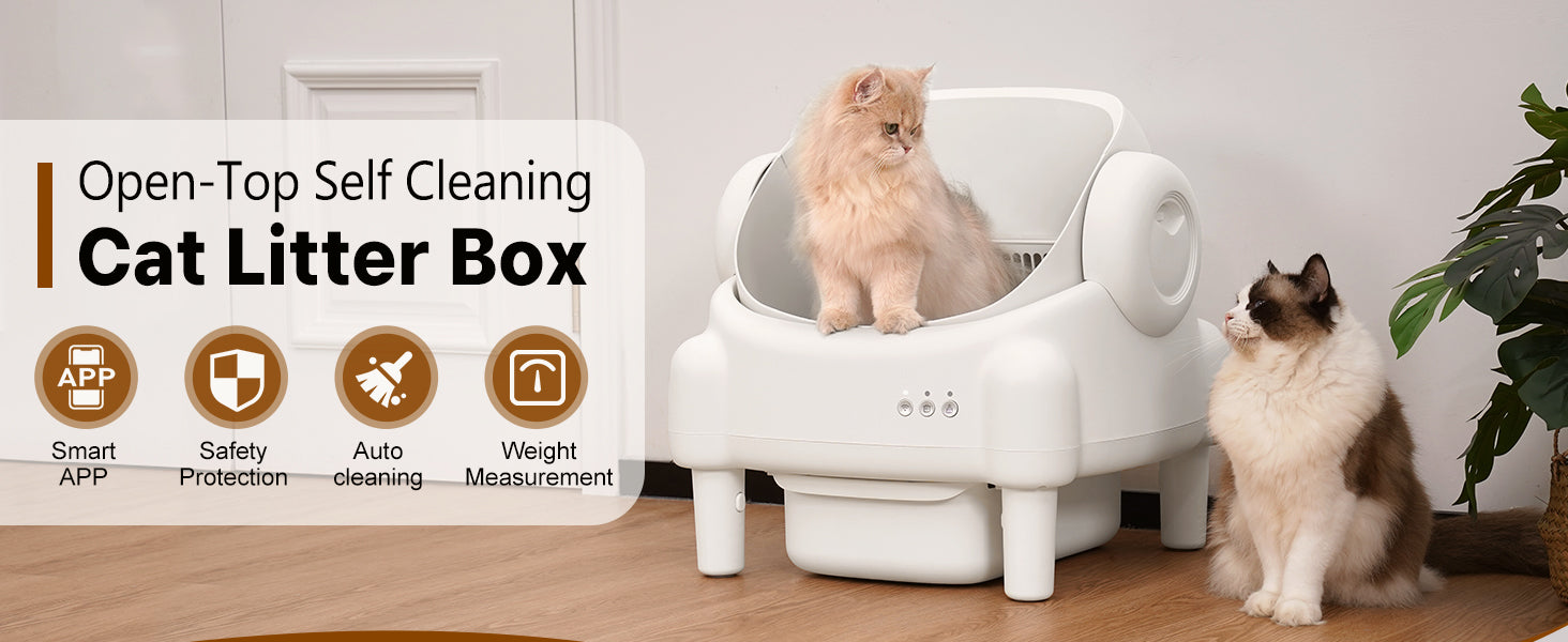 Self Cleaning Litter Box, Open Top Automatic Litter Box with App Control