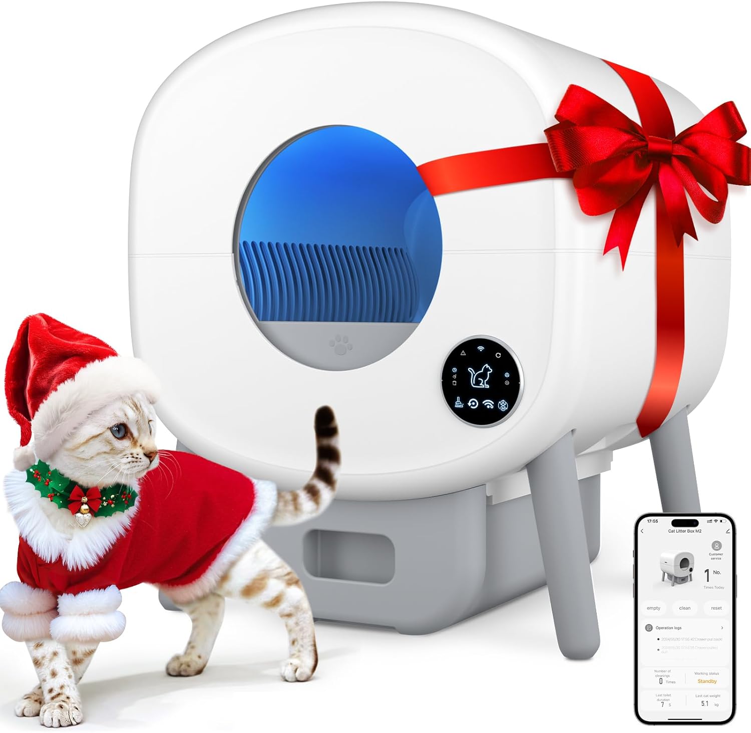 Cumrige Self Cleaning Litter Box  |  White & Grey
