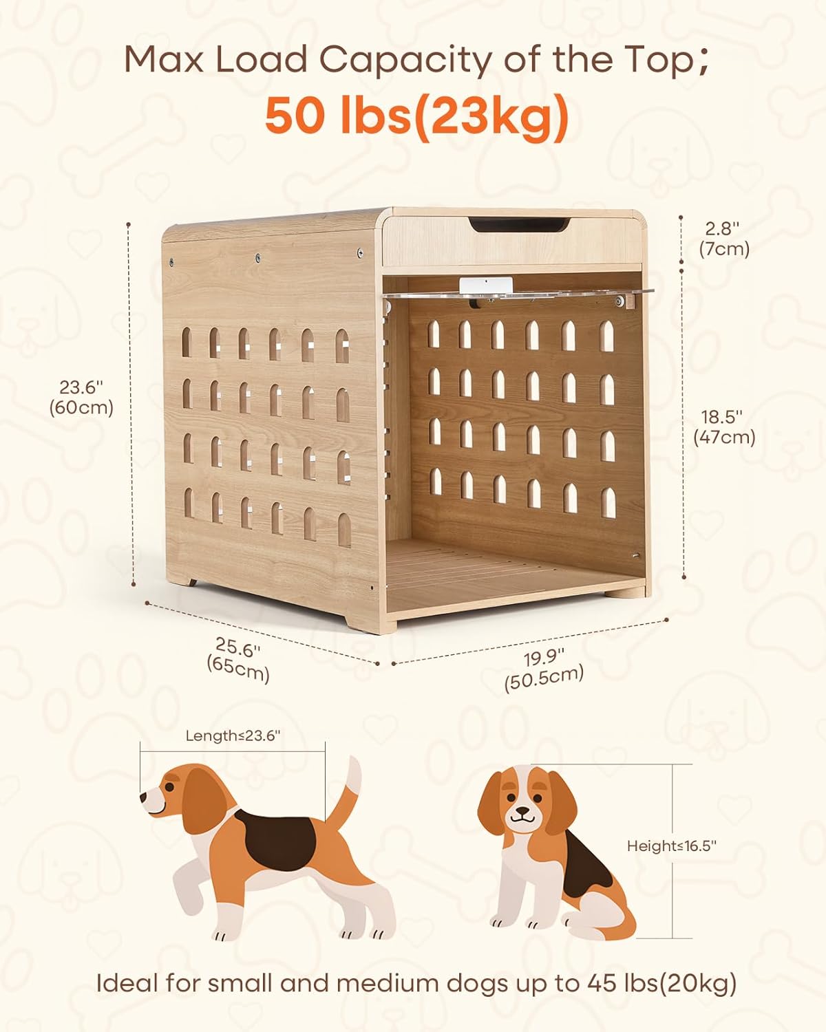 Modern Dog Crate Furniture with Charging Station