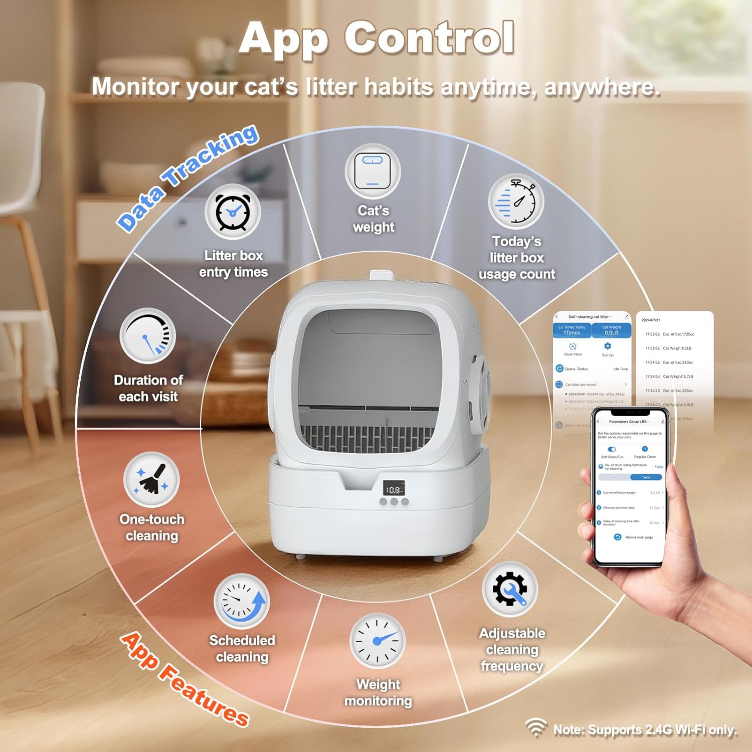 Mintakawa Automatic Cat Litter Box Self Cleaning - APP Control  - White