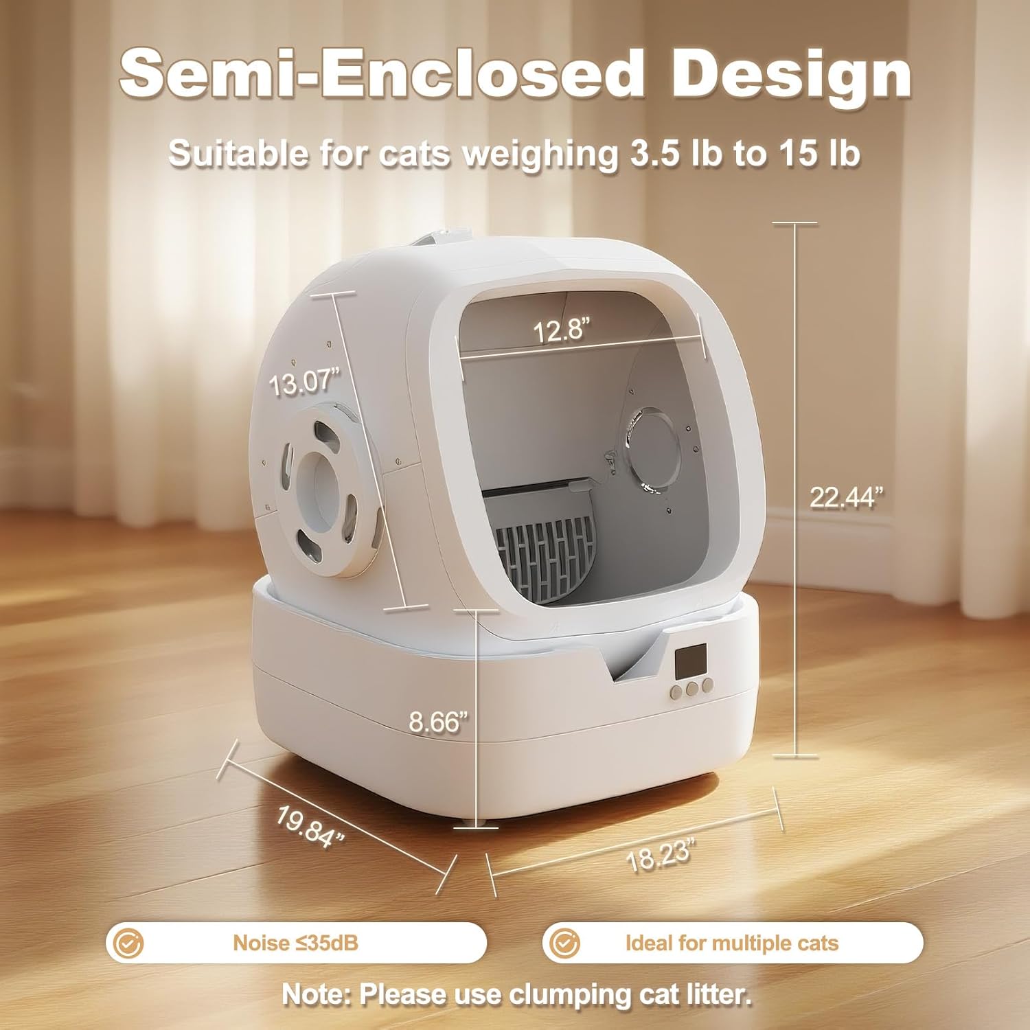 Mintakawa Automatic Cat Litter Box Self Cleaning - APP Control  - White