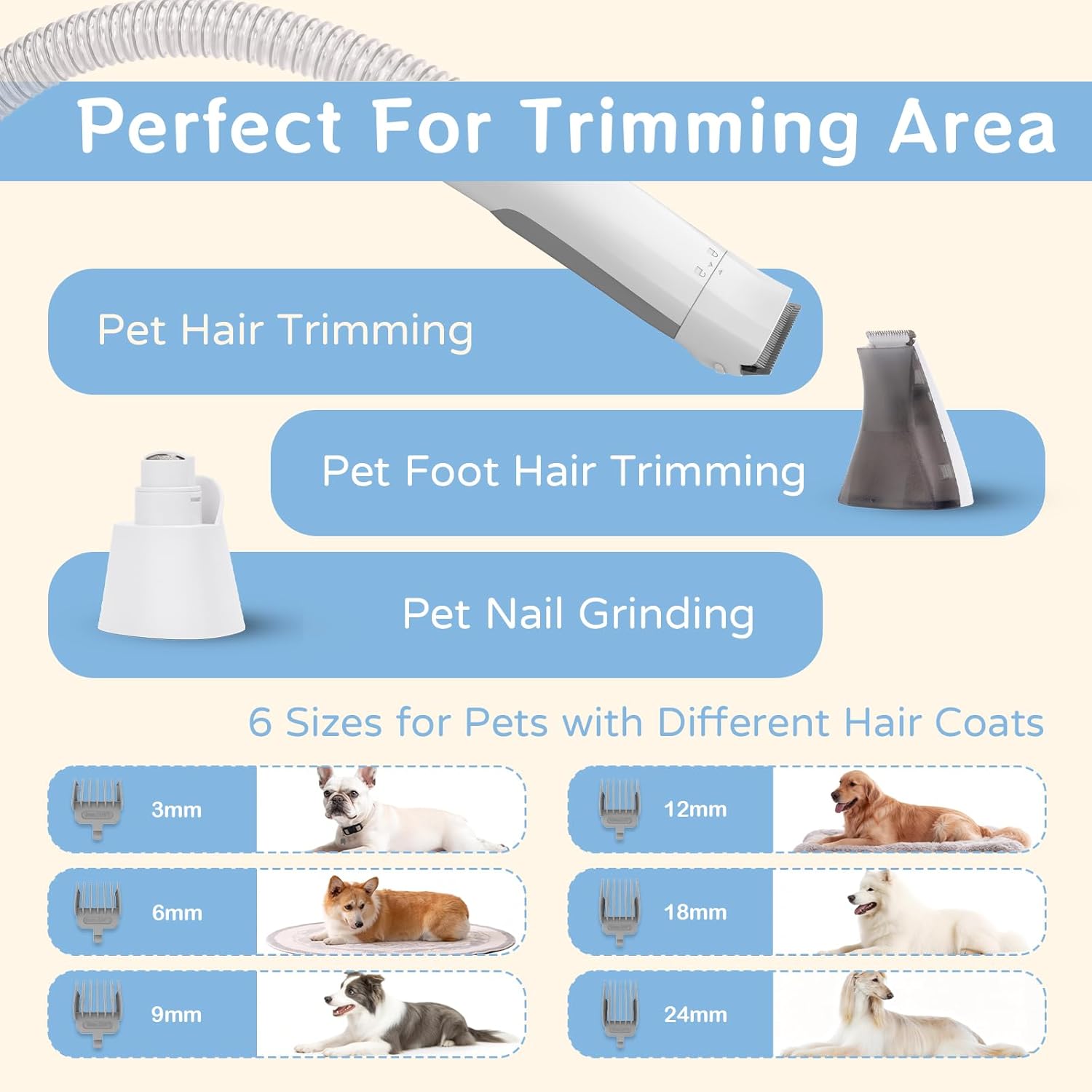 Dog Grooming Kit, Pet Grooming Vacuum with Pet Clipper Nail Grinder