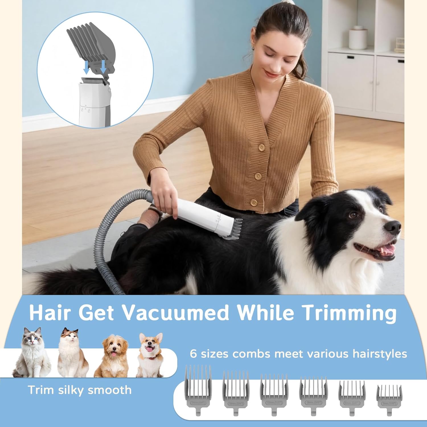 Dog Grooming Kit, Pet Grooming Vacuum with Pet Clipper Nail Grinder