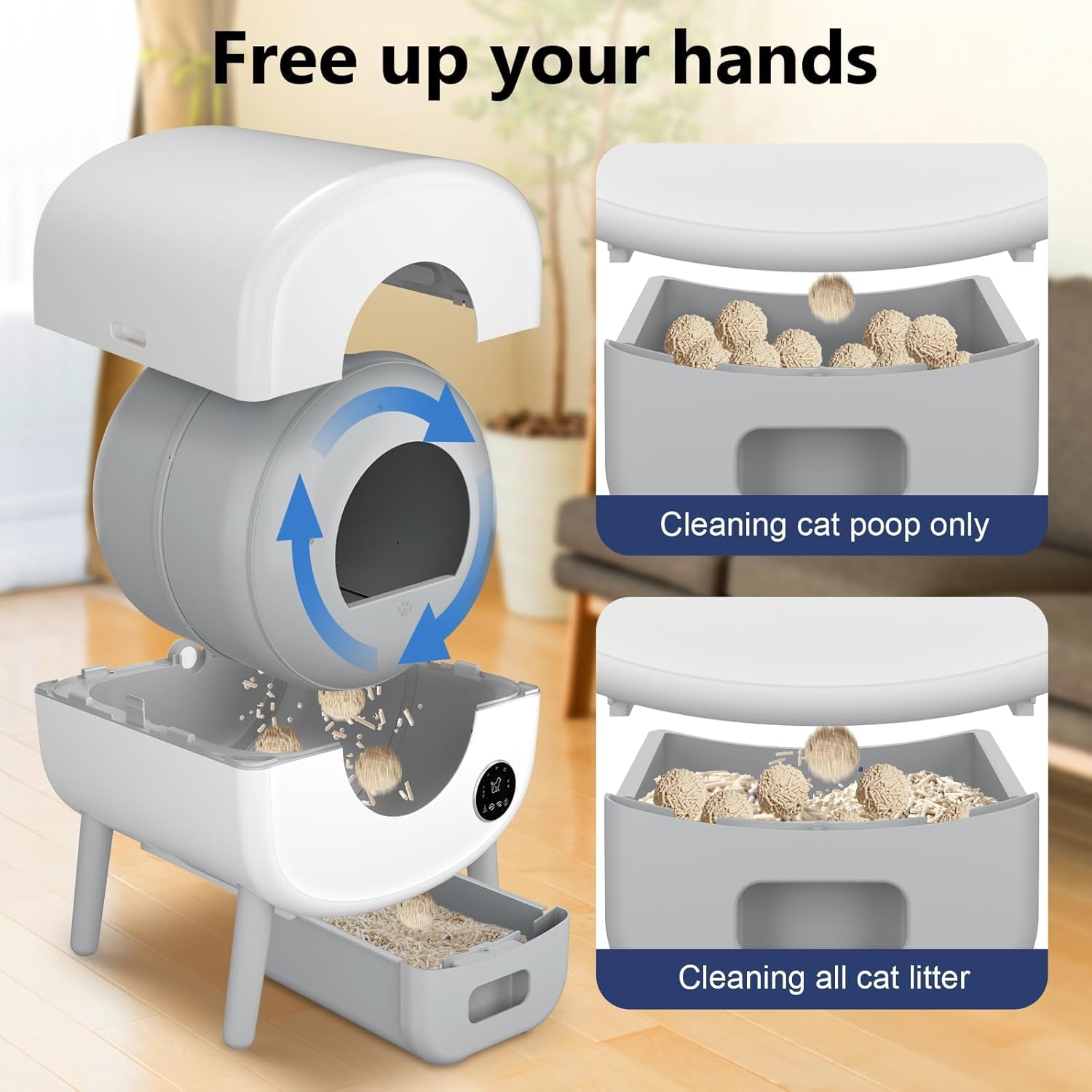 Cumrige Self Cleaning Litter Box  |  White & Grey