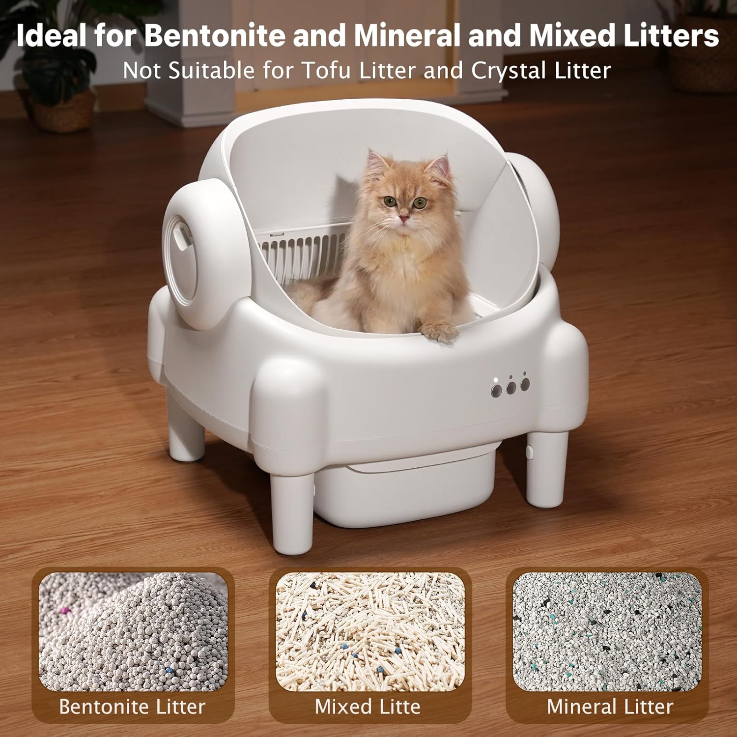 Self Cleaning Litter Box, Open Top Automatic Litter Box with App Control