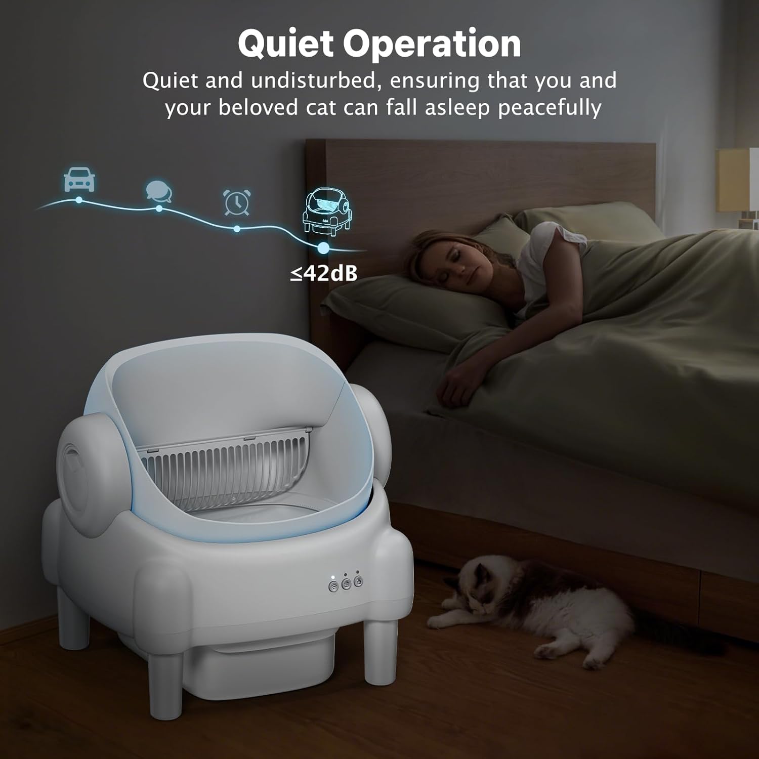 Self Cleaning Litter Box, Open Top Automatic Litter Box with App Control